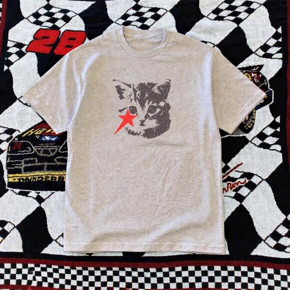 Other - Grey And Red Cat Graphic Tee With A  Vibe